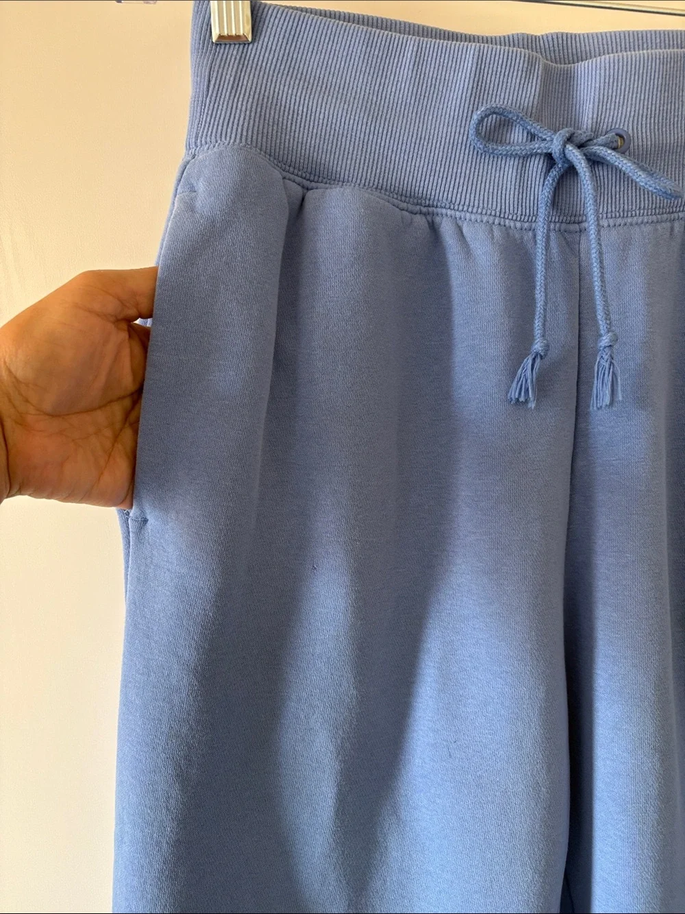 Nike Blue Fleece Jogger Sweatpants Embroidered Swoosh Athleisure Sporty Small